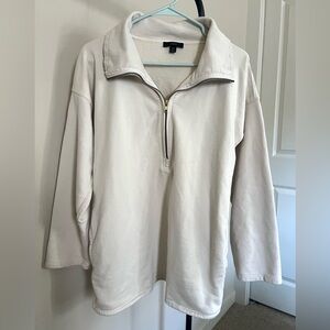 J crew University terry oversized long half-zip tunic